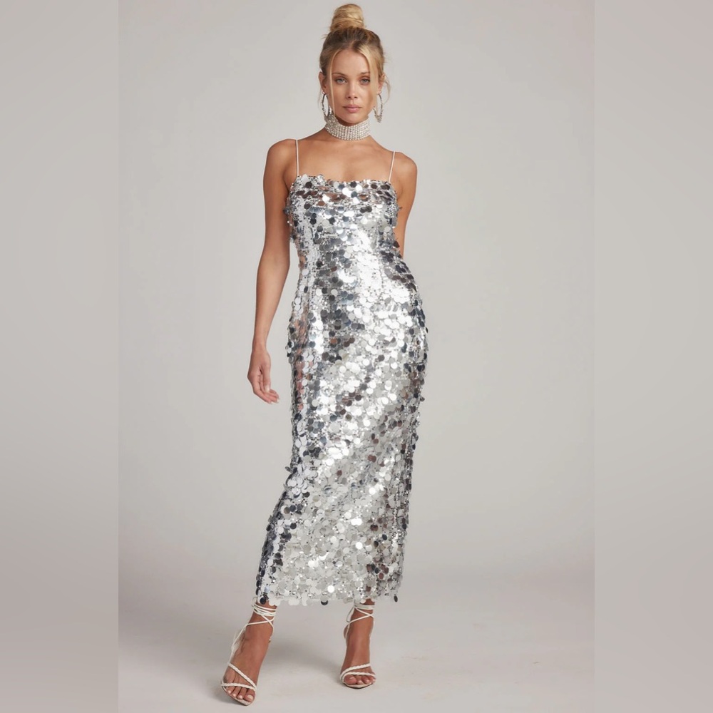 12th Tribe Pippa Silver Payette Maxi Dress